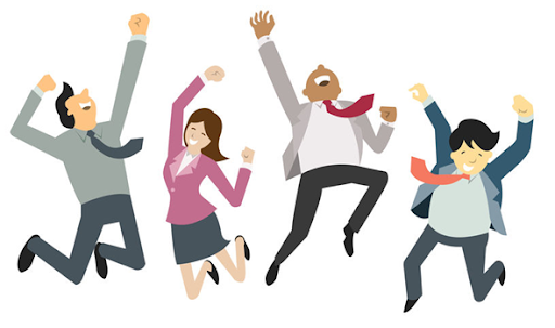 Icon group of people jumping for joy
